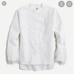 Jcrew Thomas Mason Jcrew Tuxedo Shirt with Feather Sleeves Size 8